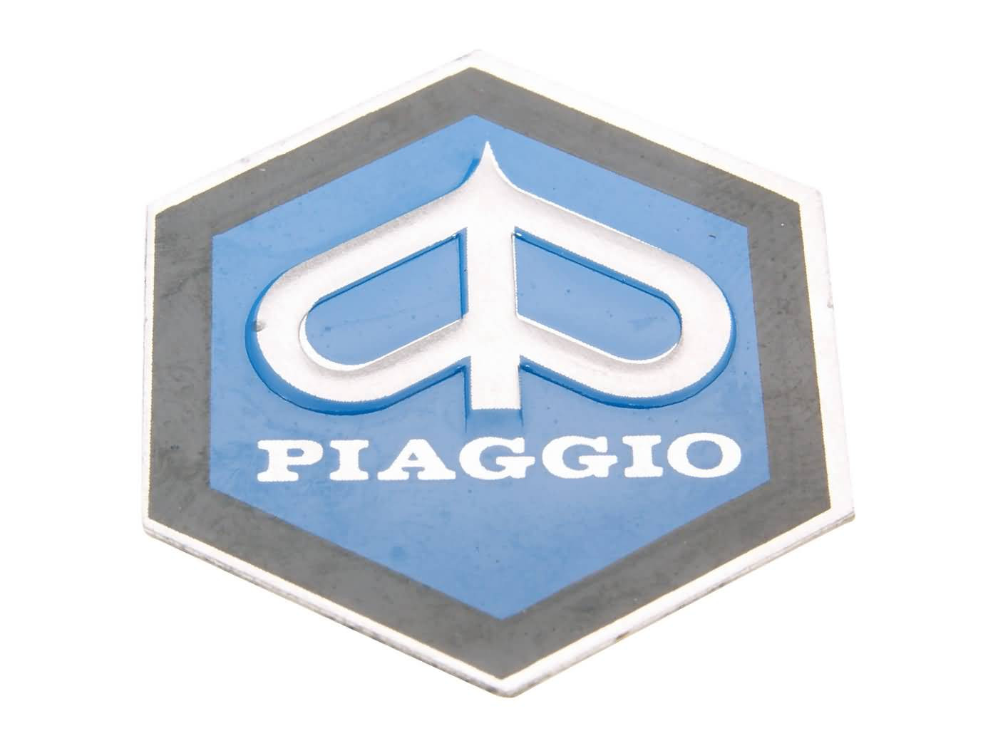 Piaggio 31x36mm-es alumínium ragasztandó embléma - Vespa PK50, PK80 82-88