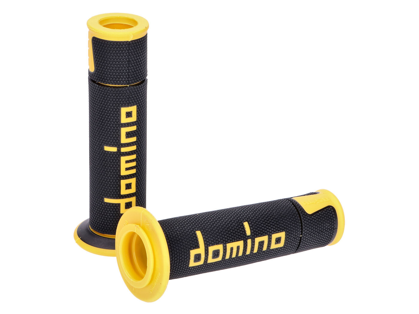 Domino A450 on-road verseny fekete/sárga nyitott végű kormánymarkolat szett