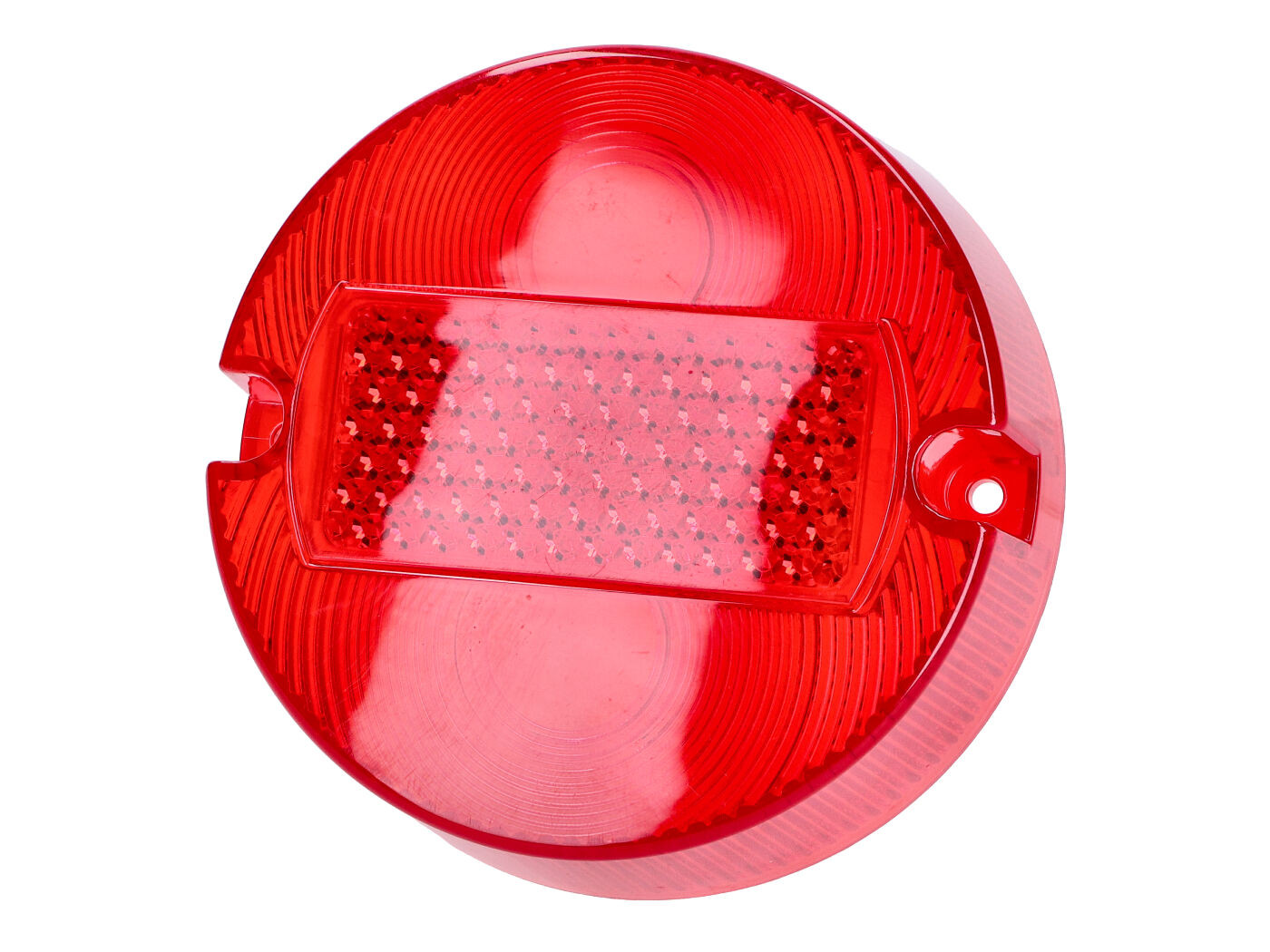Hátsó lámpa lencse piros 100mm E jelzés nélkül Simson S50, S51, S70, MZ modellekhez