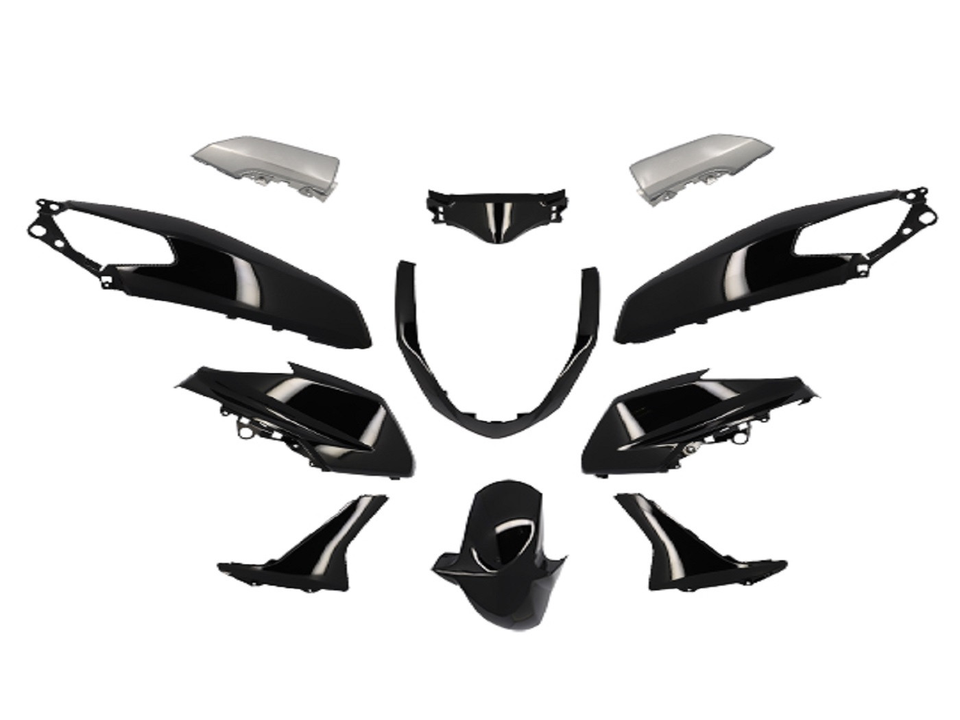 Védőburkolat készlet 11 darab fekete fényes Yamaha N-Max 125cc 2015-2020-hoz