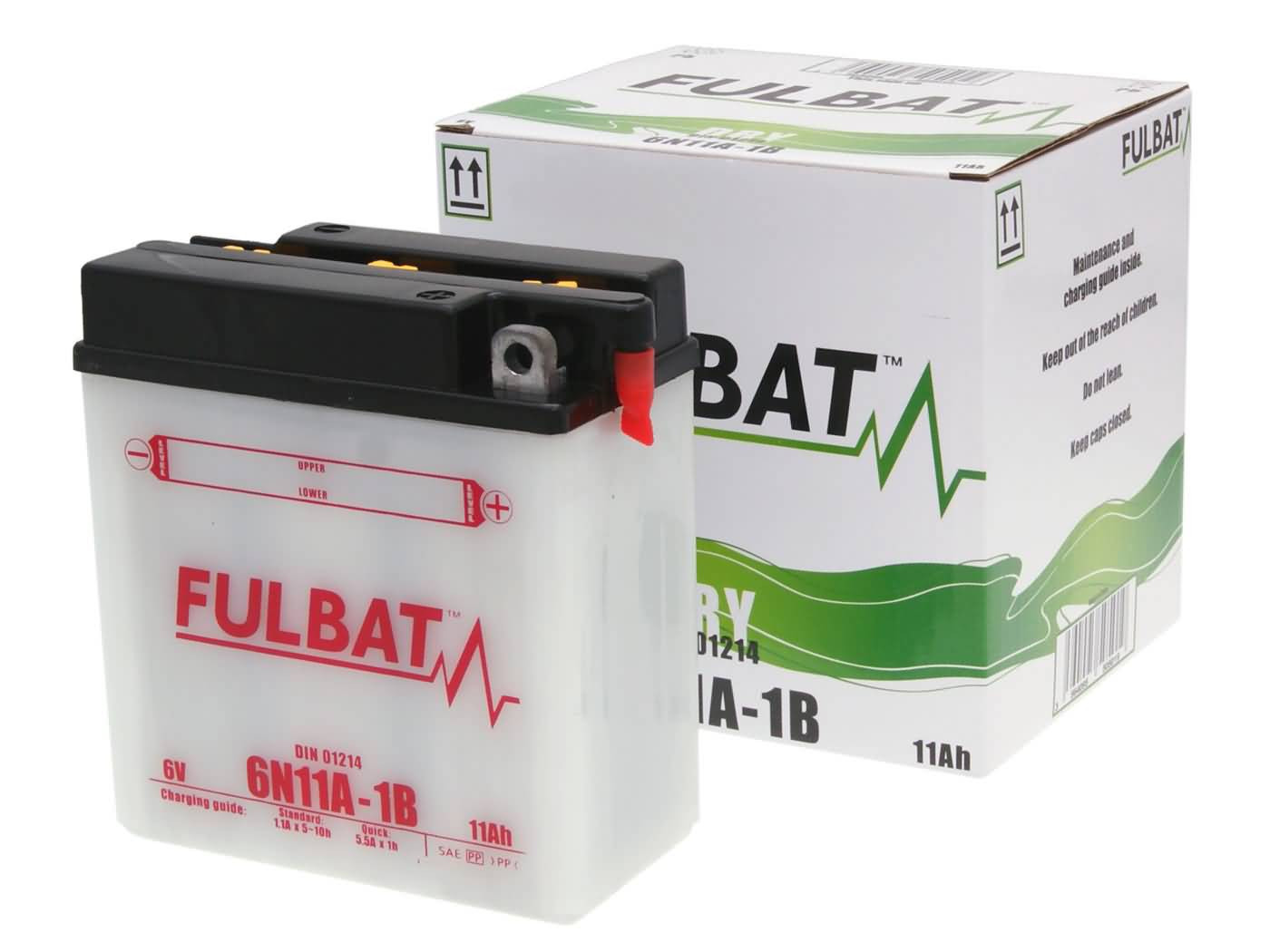 Fulbat 6V 6N11A-1B DRY száraz akkumulátor + savcsomag