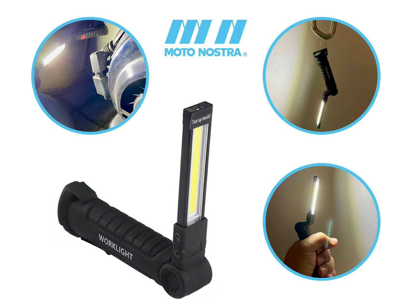 Fáklya ellenőrző lámpa Moto Nostra cob LED mágneses talppal, 250lm 112x36mm, Micro USB töltőkábellel együtt.