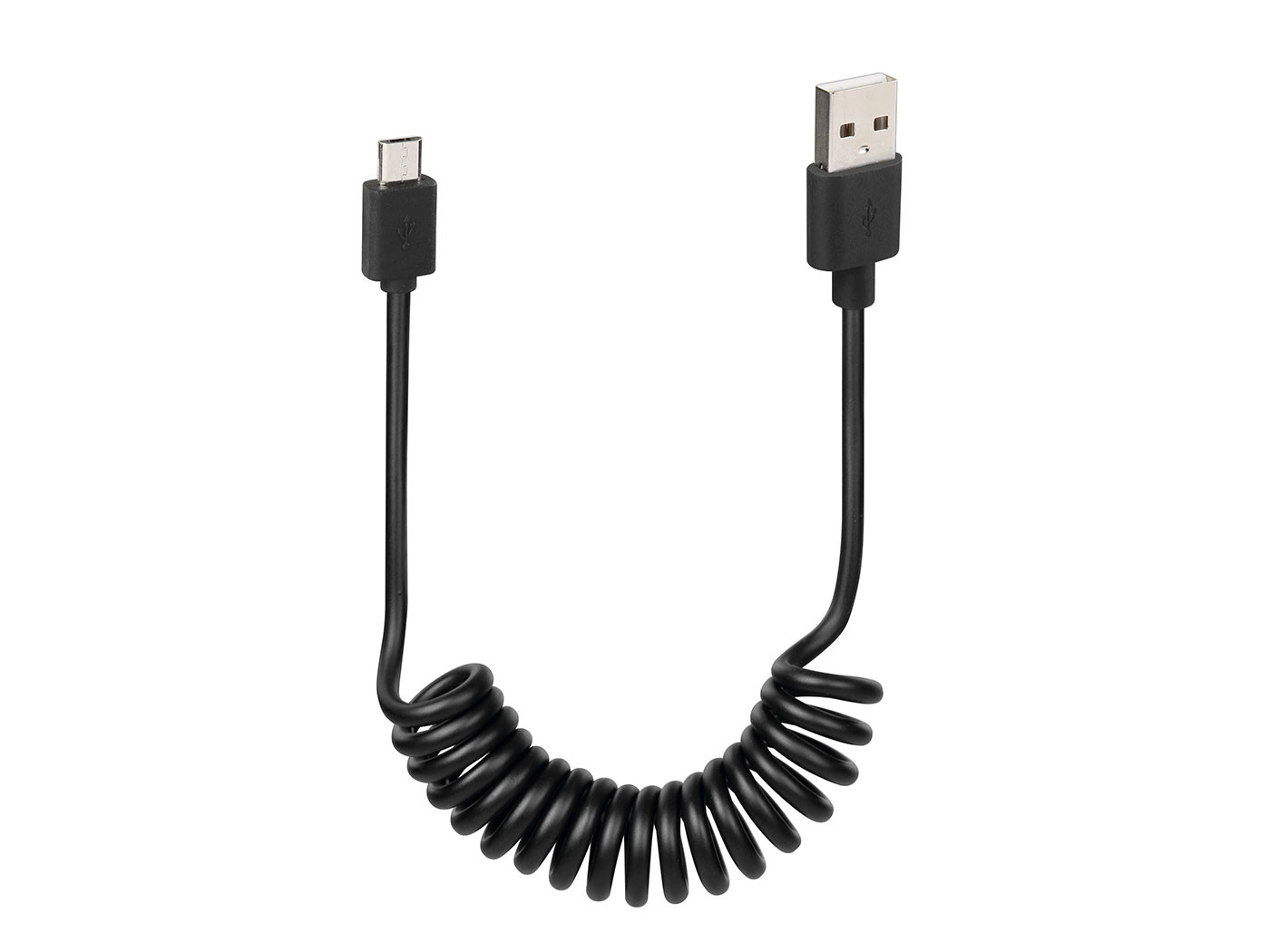 USB spirális kábel / töltőkábel micro USB 100cm fekete