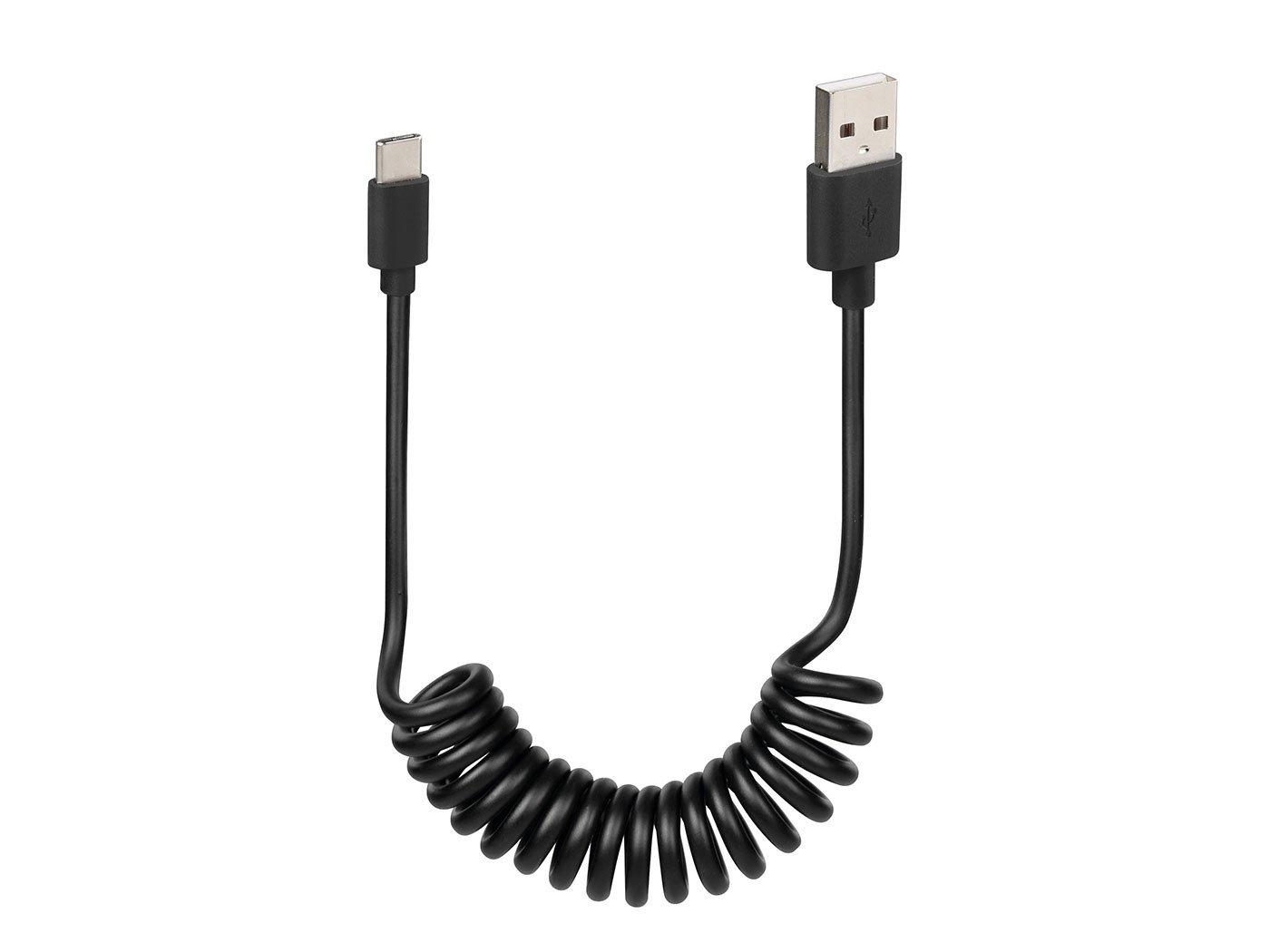 USB spirál kábel / töltőkábel -C- 100cm fekete