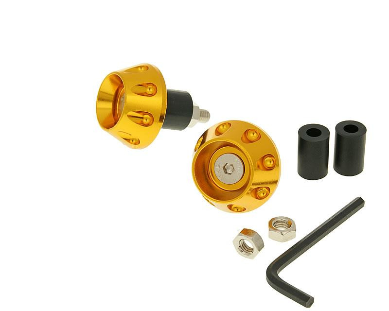 Kormány / kormányvég anti-vibrációs lapos 13.5 / 17.5mm (csomagban adapter) - arany