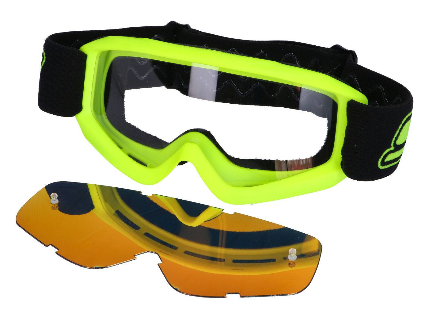 MX Goggles S-Line Kids Fluo Sárga - Iridium Piros