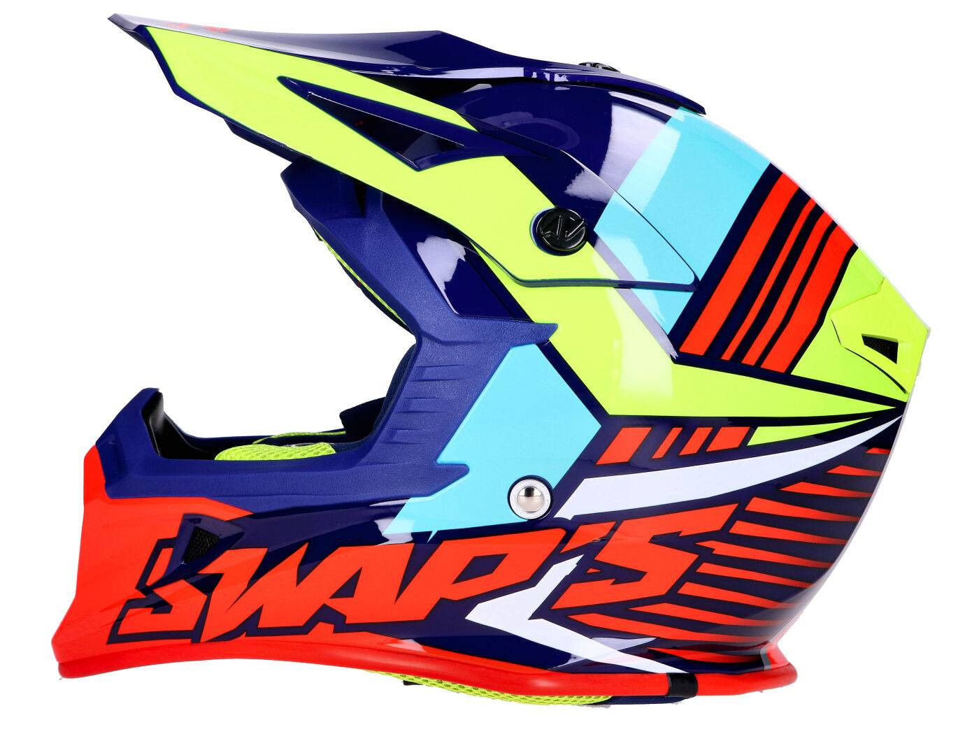 Sisak Motocross SWAPS S818 kék / fluor-sárga / piros - S méret (55-56)