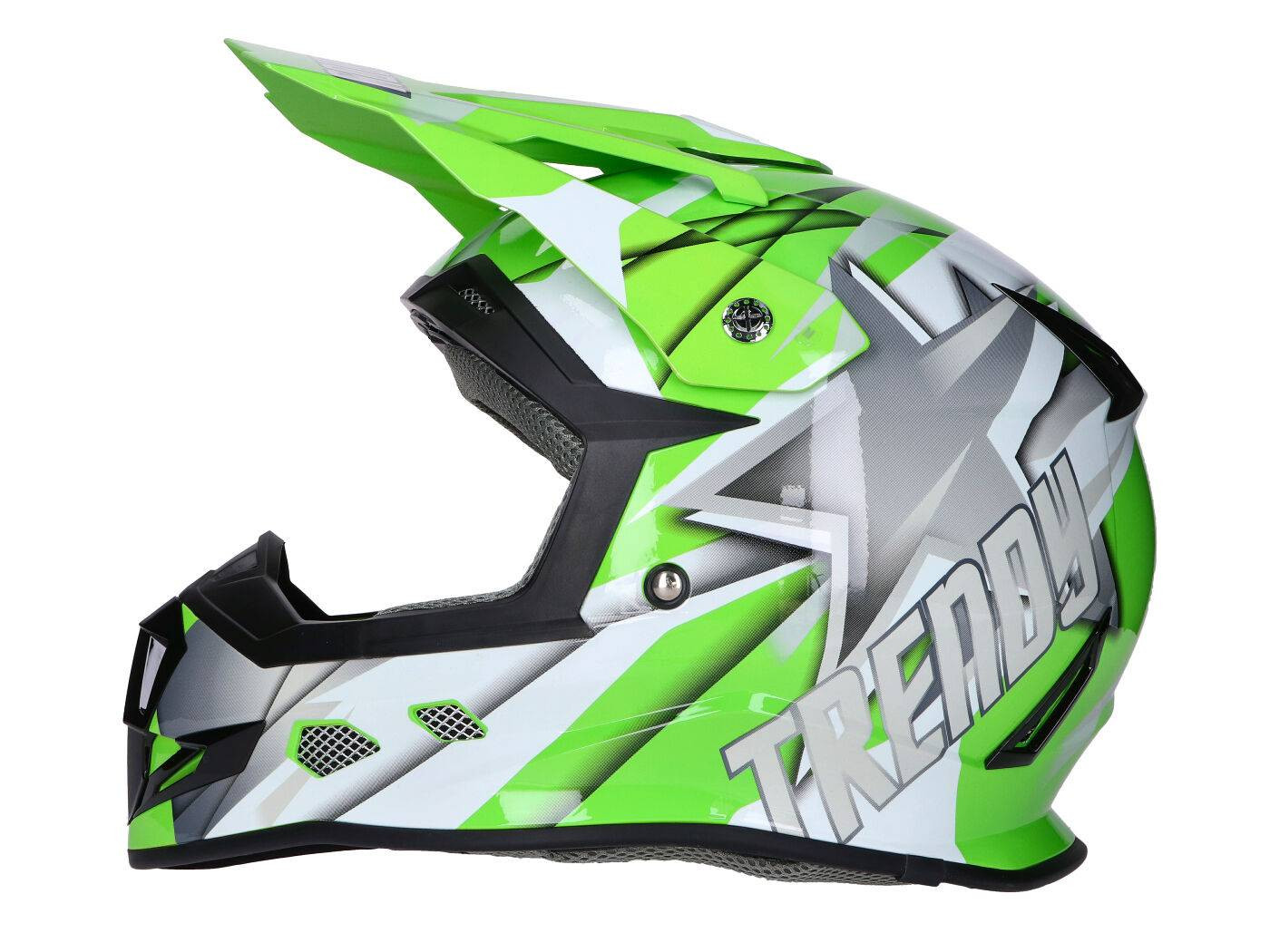 Sisak Motocross Trendy T-902 Dreamstar fehér / zöld - M méret (57-58)