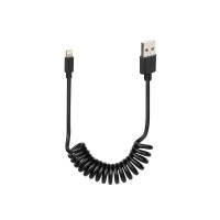 USB spirál kábel / töltőkábel Apple 8-pin típusú 100cm fekete