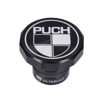 Üzemanyagtöltő kupak 66Heroes Alumínium fekete Puch logóval Puch Maxi S, N modellekhez