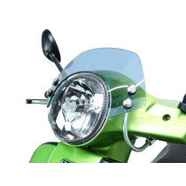 Szélvédő krómozott konzolokkal Moto Nostra w=340mm, h=105mm Vespa GT, GTL, GTS, GTS Super 125-300ccm szürke színezett üveggel