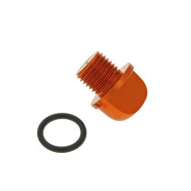 Olajbetöltő csavar / olaj csavar csatlakozó alumínium narancssárga színben, csomagban o-gyűrű - Minarelli