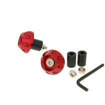 Kormány / kormányvég anti-vibrációs lapos 13.5 / 17.5mm (csomagban adapter) - piros