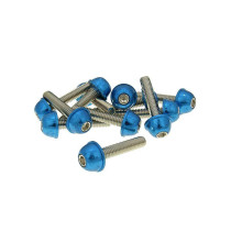 Eloxált alumínium fejű imbusz csavar szett - 12db, M6x30, kék