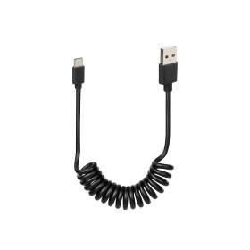USB spirál kábel / töltőkábel -C- 100cm fekete